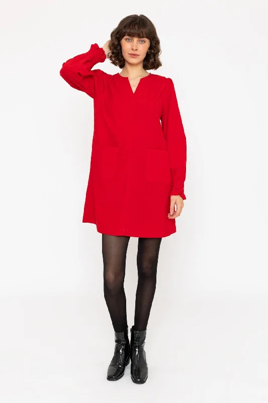 Long Sleeve Mini Dress in Red