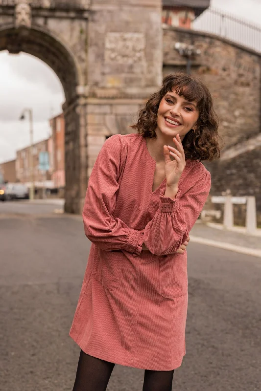 Long Sleeve Mini Dress in Rose