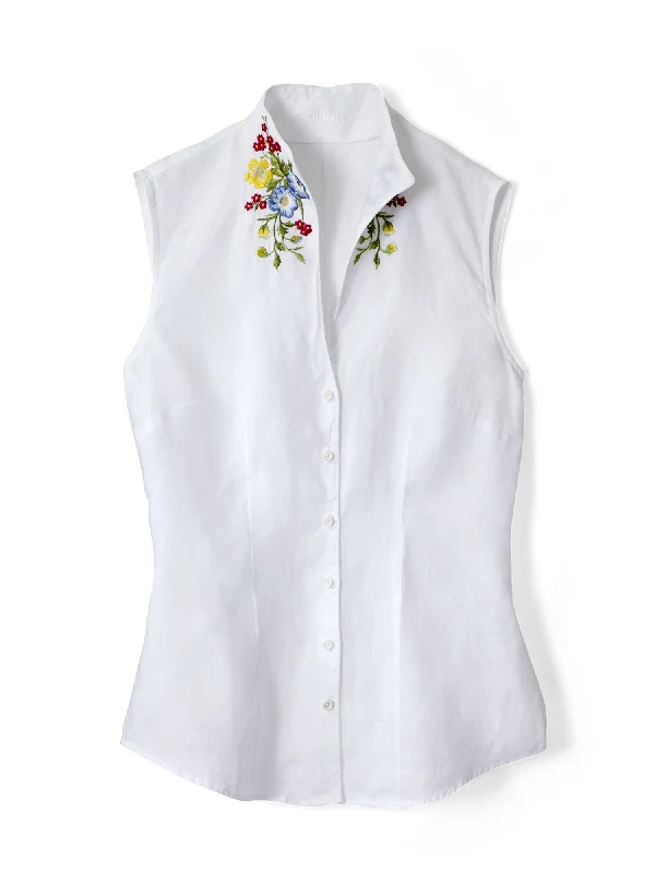 Millie Embroidered Linen Sleeveless Shirt