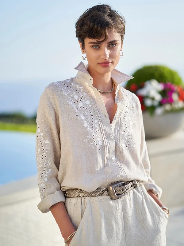 Miranda Cutwork Embroidered Linen Shirt