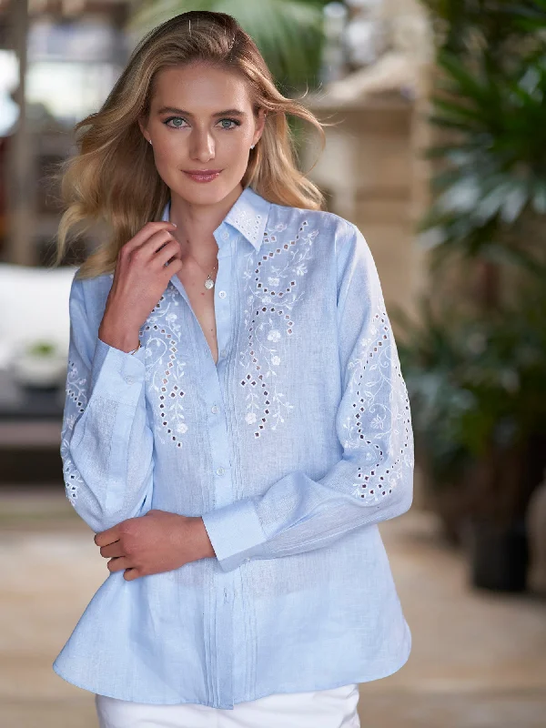 Miranda Cutwork Embroidered Linen Shirt