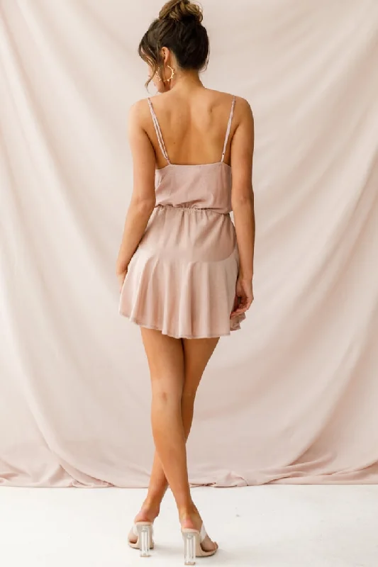 Monique Cowl Neck Drawstring Dress Champagne