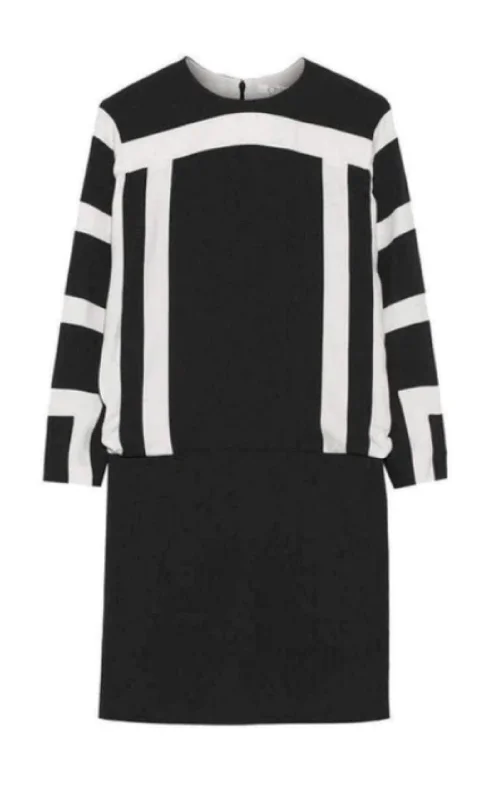 Black and White Crepe Shift Dress