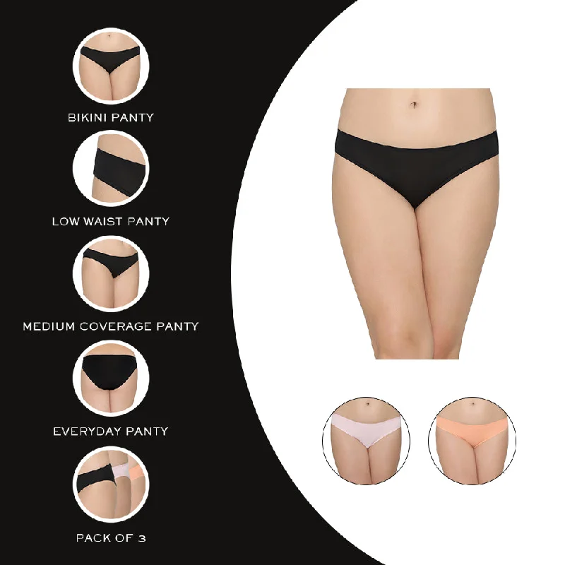 Nylon Low Waist Medium Coverage Everyday Wear Pack of 3 Bikini Panty