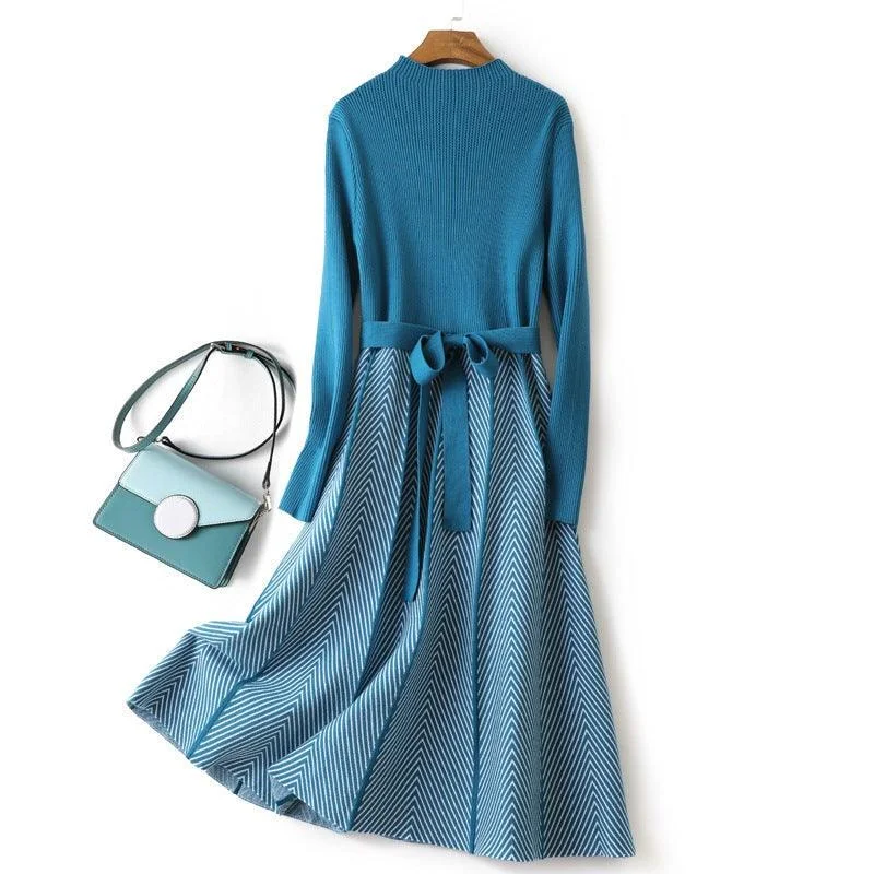 One Size Fits Most Jacquard Knit Maxi Sweater Dress