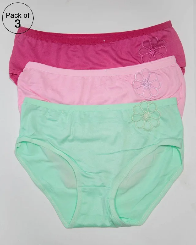 Pack of 3 Womens Cotton Plain Panties – AF-118 – Mix Colors