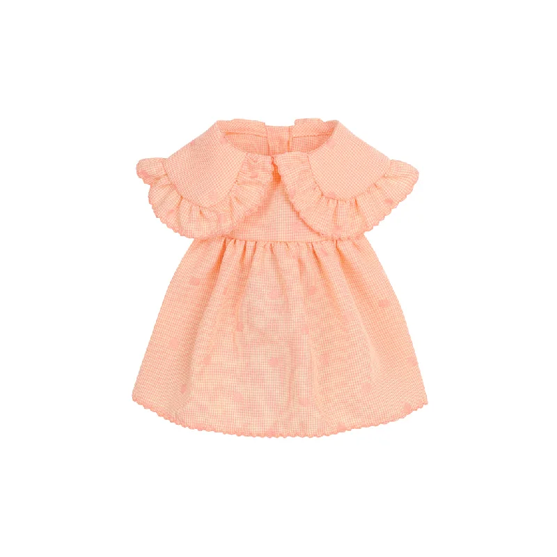 Polka Dot Princess Flap-Collar Dress - Coral