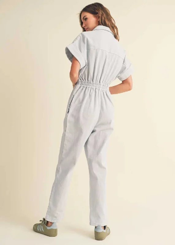 Rayna Short Sleeve Jumpsuit - Light Blue