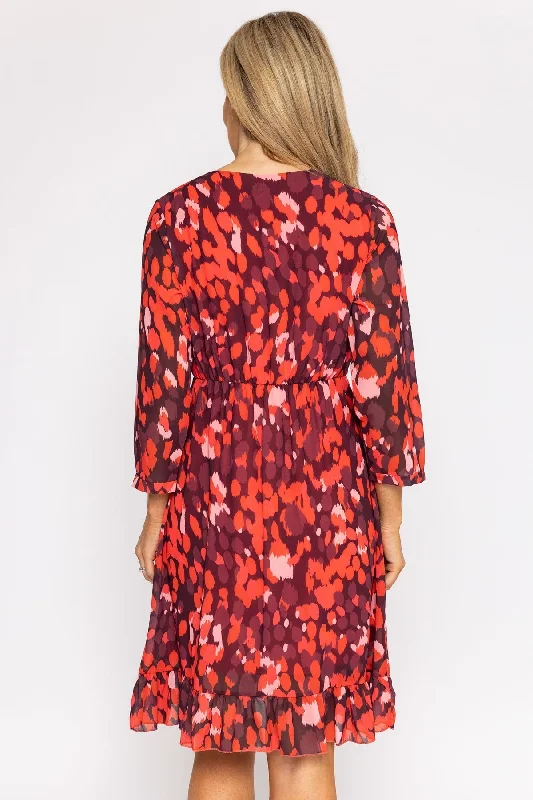 Roisin Knee Length Dress in Red Print