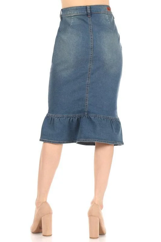 Ruffled Hem Denim Skirt (Vintage) - FINAL SALE