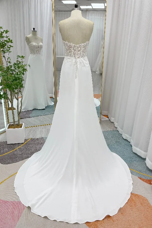 Sheath Court Train Lace Luxuriant Satin Wedding Dress CW3232