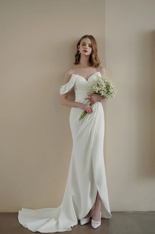 Sheath Sweep-Brush Train Elastic Cloth Wedding Dress CW3215