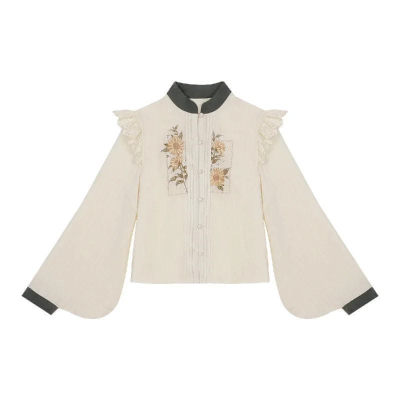 S / beige embroidered blouse only