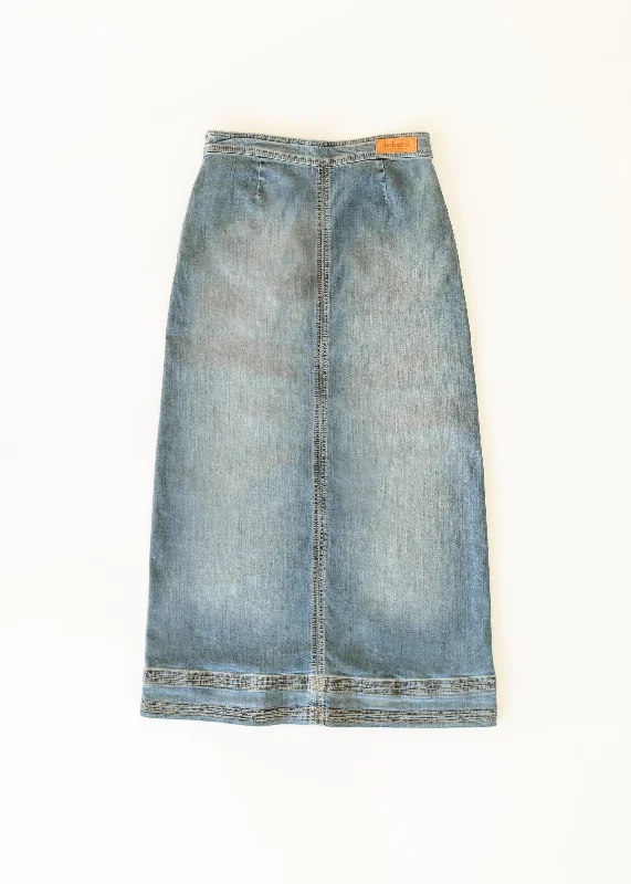 Sutton Side Zip A-line Denim Maxi Skirt