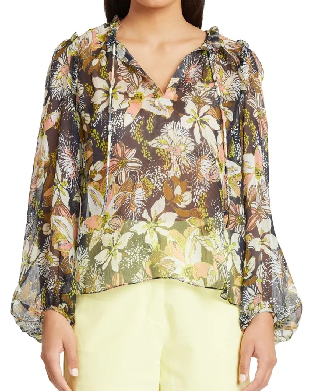 Tanya Taylor Aubrielle Linen & Silk-Blend Top