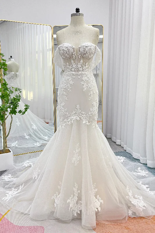 Trumpet-Mermaid Chapel Train Lace Wedding Dress CW3255