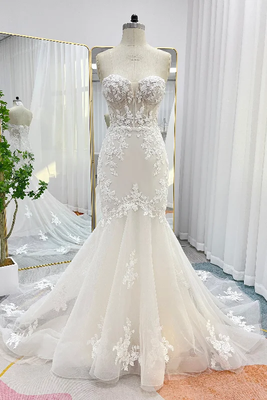 Trumpet-Mermaid Chapel Train Lace Wedding Dress CW3255