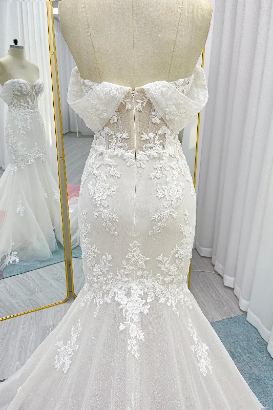 Trumpet-Mermaid Chapel Train Lace Wedding Dress CW3255