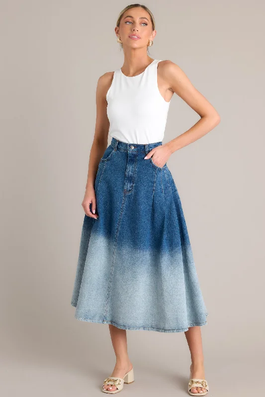 Urban Blues Ombré Denim Midi Skirt