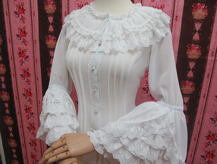 Yilia~Retro Lolita Shirt Princess Long Sleeve Lolita Blouse